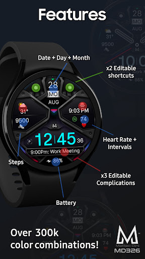 MD326 3D Modern Watch Face