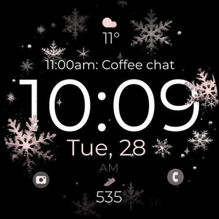 Snowflake rose gold watch face